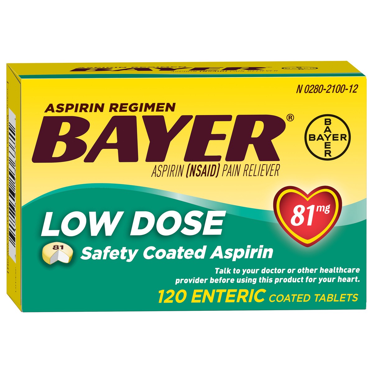 slide 5 of 9, Bayer Aspirin Regimen Low Strength Coated Capsules Tablets - Aspirin (NSAID), 120 ct