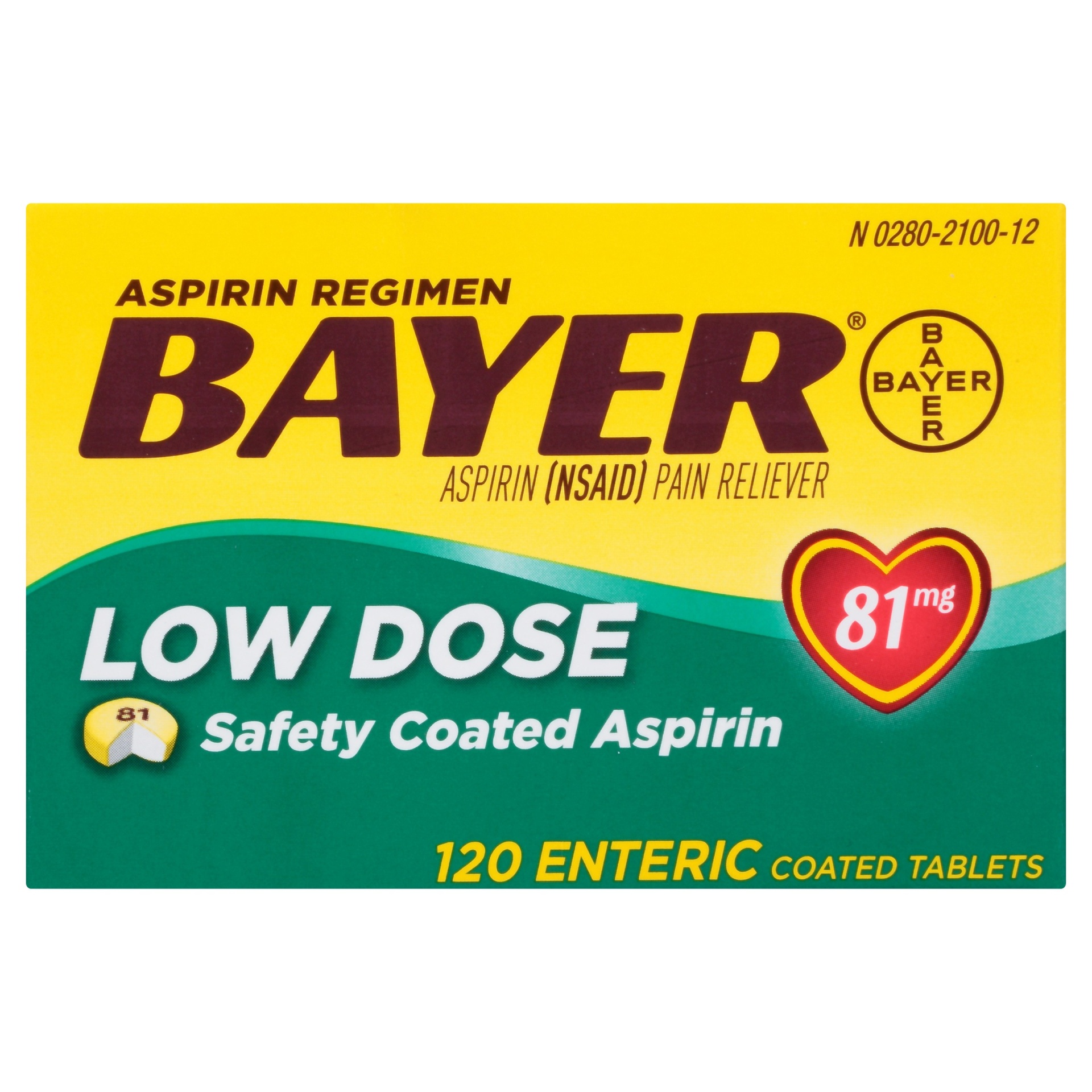 slide 1 of 3, Bayer Aspirin Regimen Low Strength Coated Capsules Tablets - Aspirin (NSAID), 120 ct
