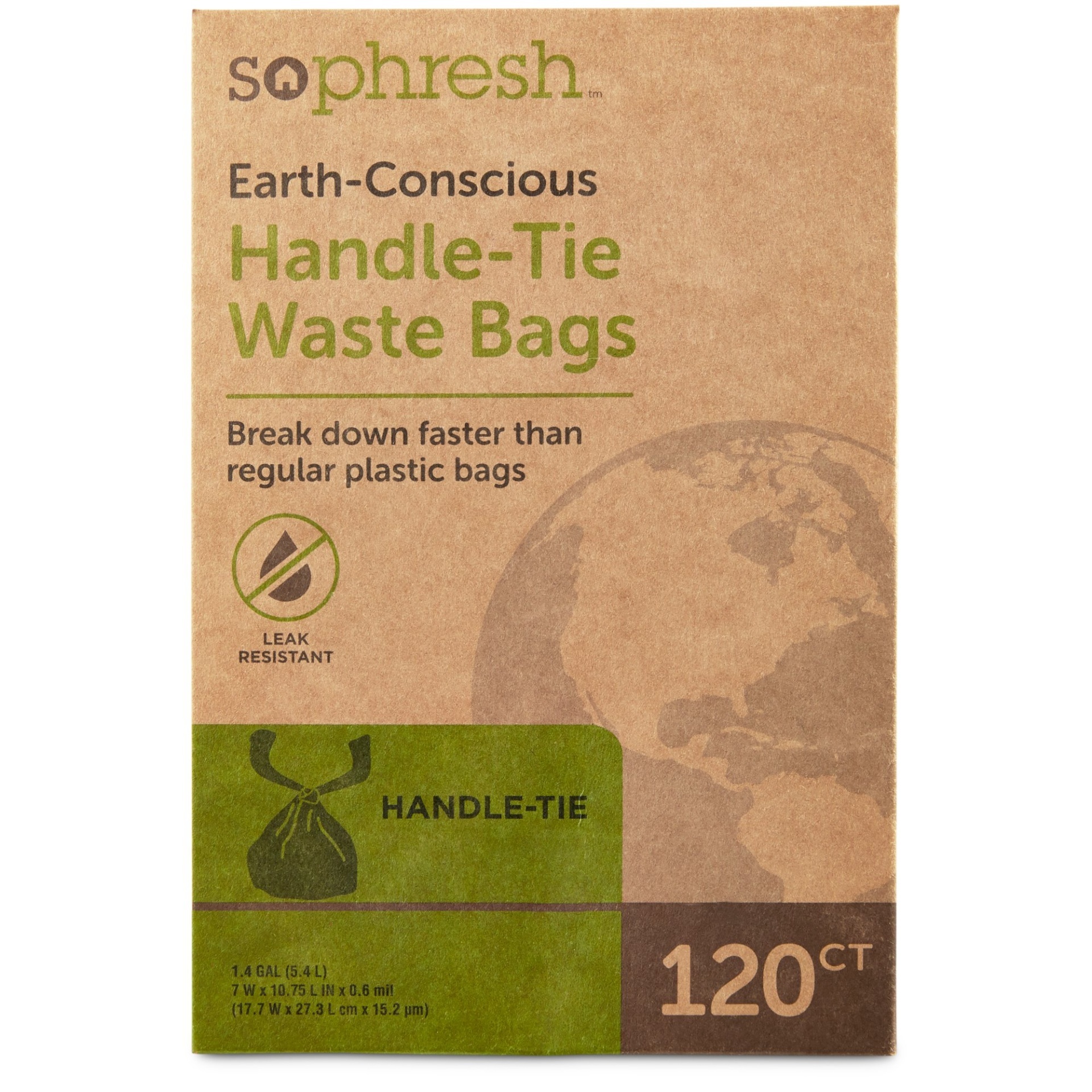 slide 1 of 1, So Phresh Earth-Conscious Handle-Tie Dog Waste Bags, 1 ct