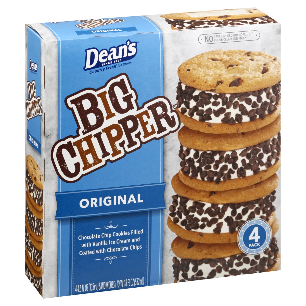 slide 4 of 10, Friendly's Big Chipper Original Ice Cream Sandwiches 4 - 4.5 fl oz Packs, 4 ct