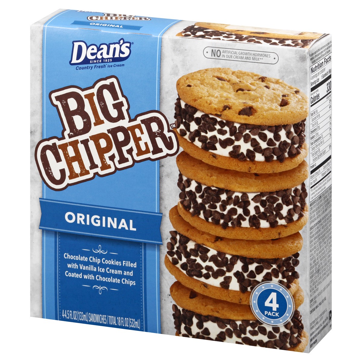 slide 5 of 10, Friendly's Big Chipper Original Ice Cream Sandwiches 4 - 4.5 fl oz Packs, 4 ct