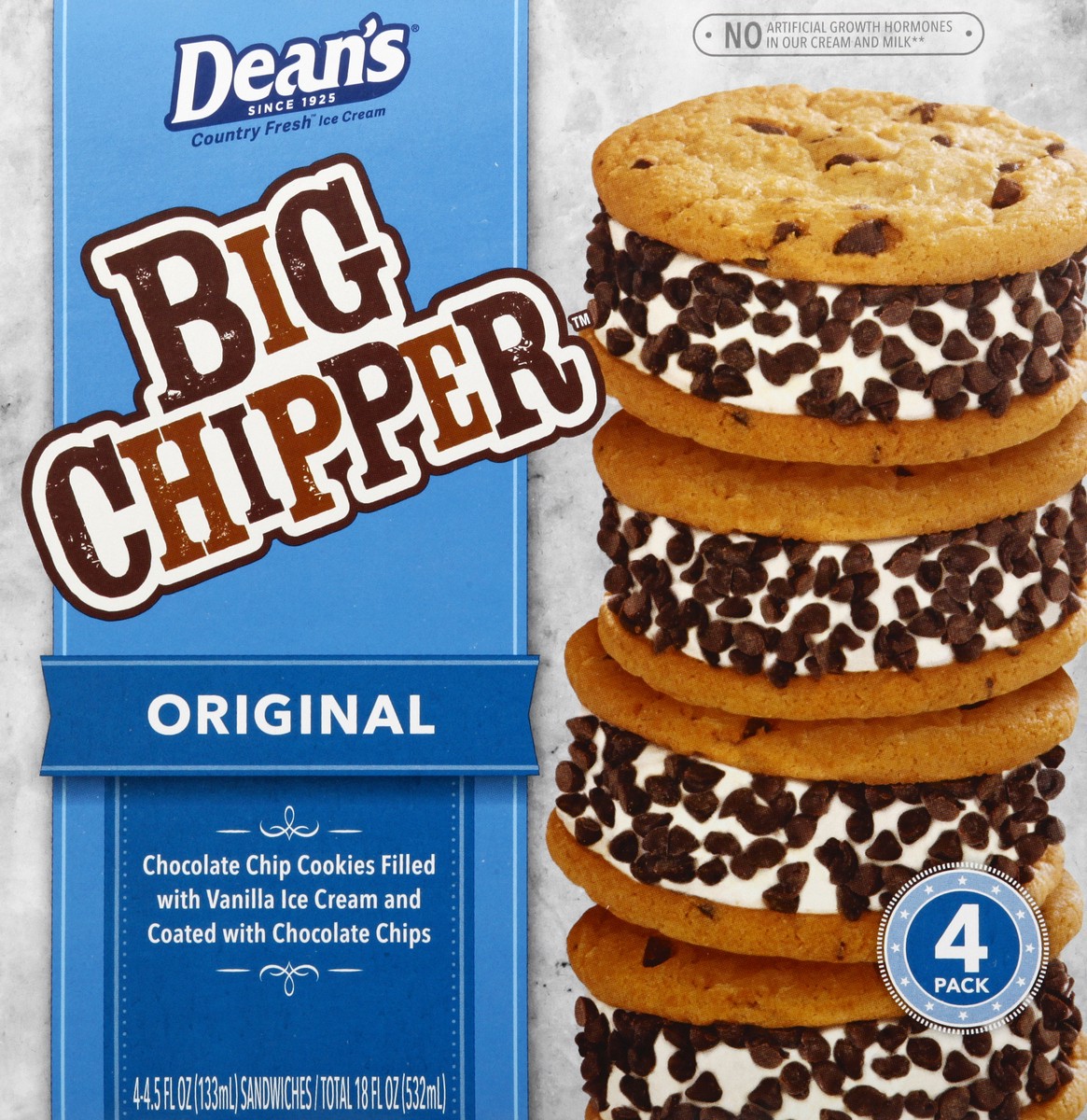 slide 6 of 10, Friendly's Big Chipper Original Ice Cream Sandwiches 4 - 4.5 fl oz Packs, 4 ct