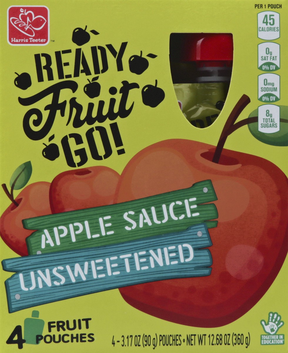 slide 1 of 5, Harris Teeter Unsweetened Applesauce Ready Fruit Pouch, 12.7 oz