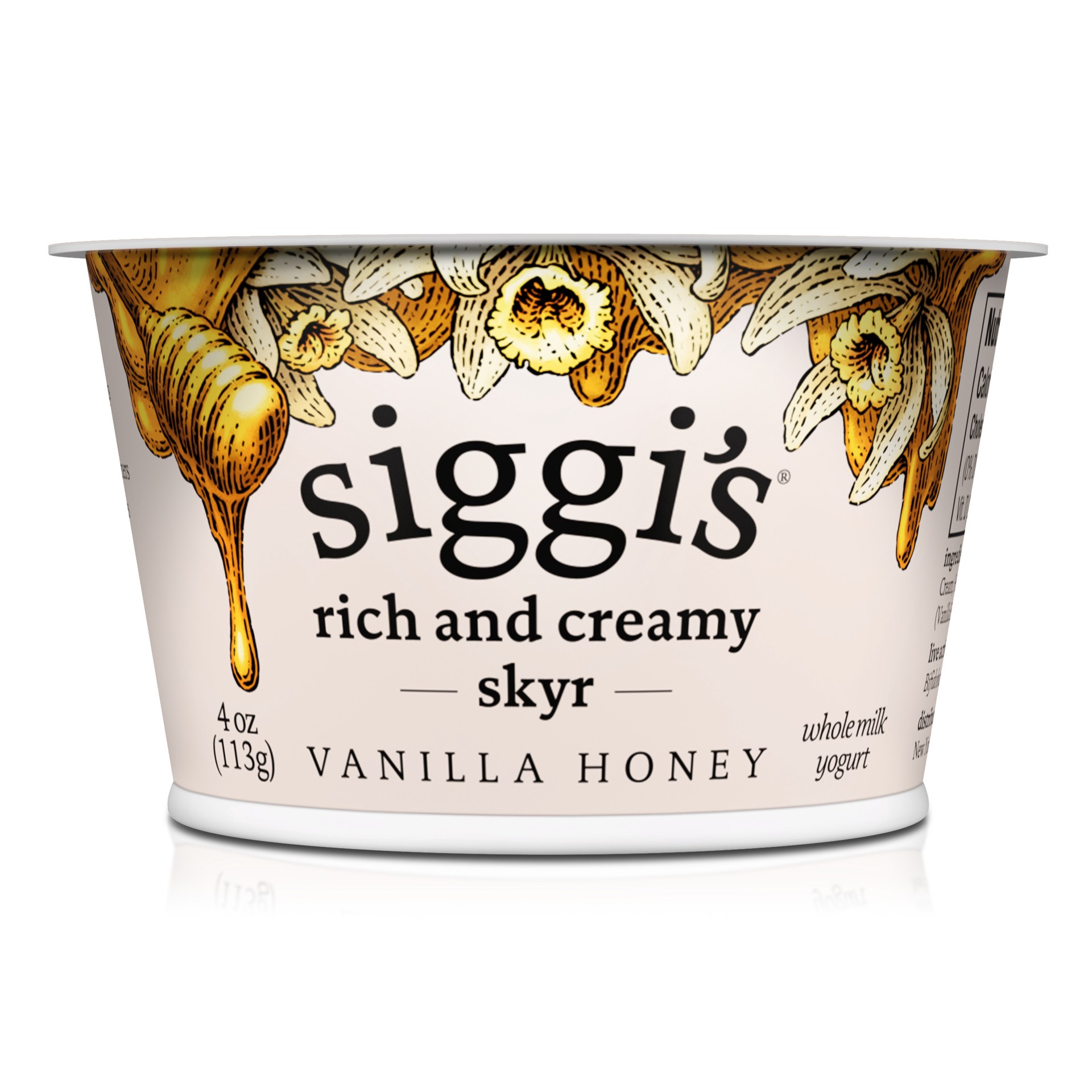 slide 1 of 3, siggi's Rich and Creamy Whole Milk Skyr Yogurt, Vanilla Honey, 4 oz., 4 oz