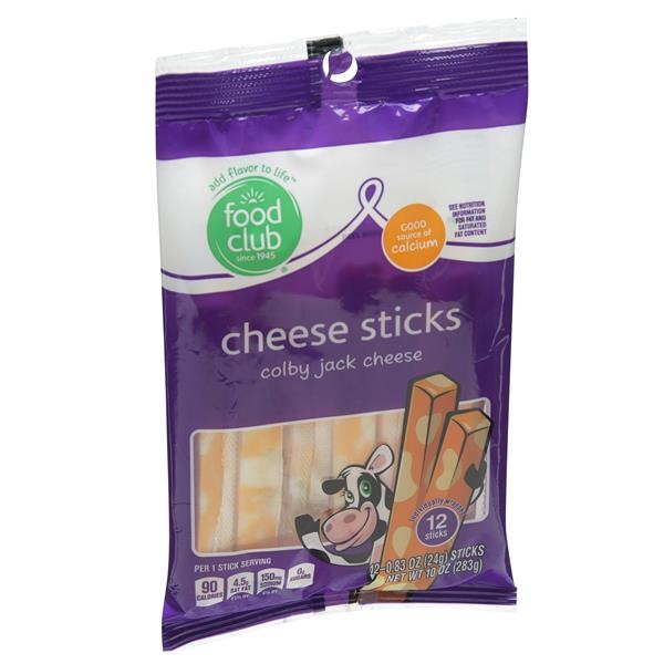 slide 1 of 1, Food Club Colby Jack Cheese Sticks, 12 ct