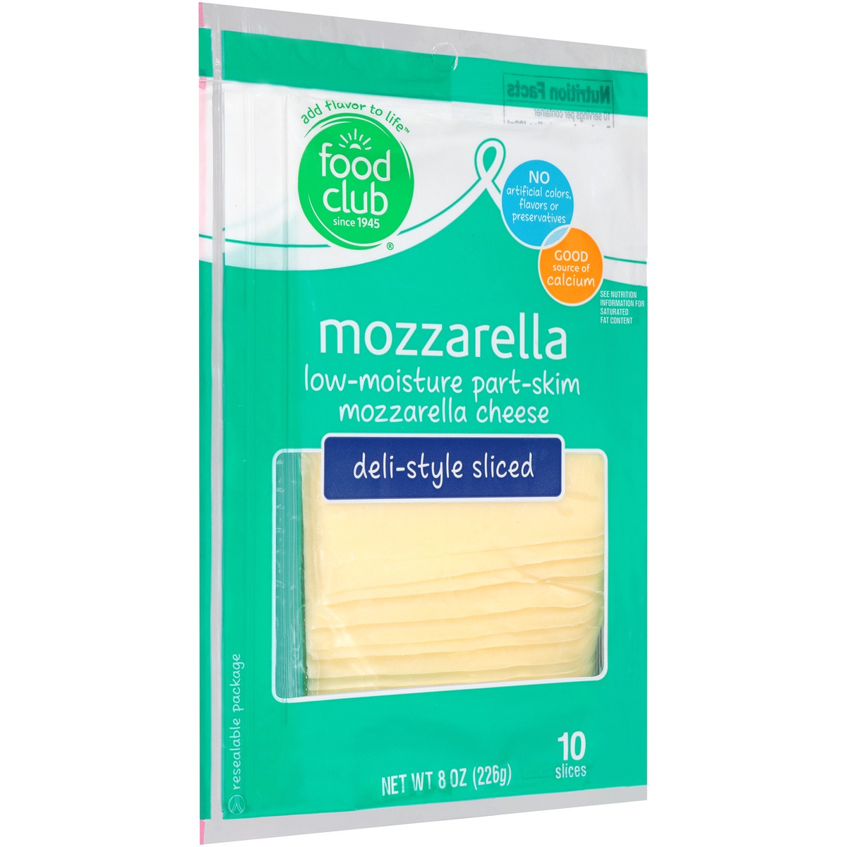 slide 3 of 10, Food Club Deli Style Cheese Mozzarella Thin Sliced, 8 ct; 8 oz