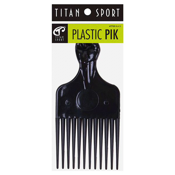 slide 1 of 1, Titan Plastic Hair Pik Black with Comb, 1 ct