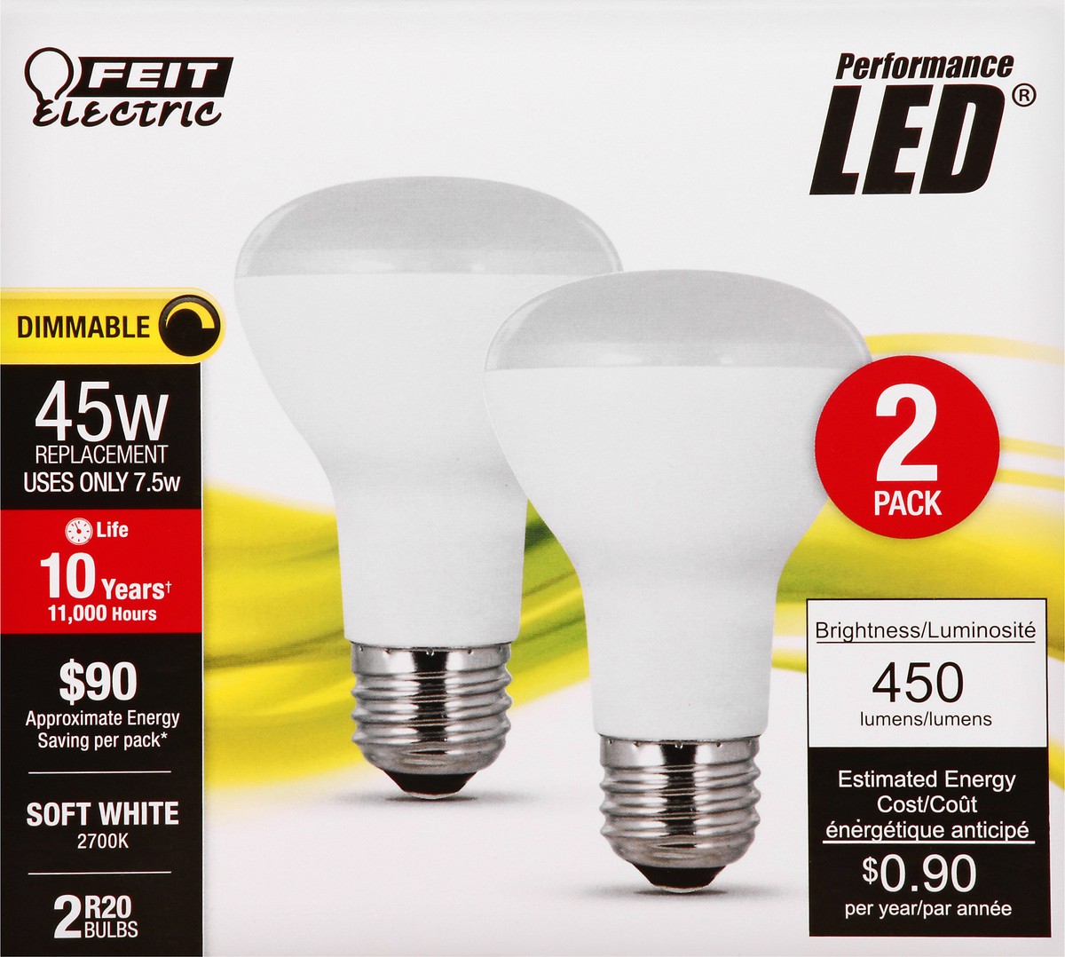 slide 6 of 11, Feit Electric Performance LED 2 Pack 7.5 Watts Soft White Light Bulbs 2 ea, 2 ct