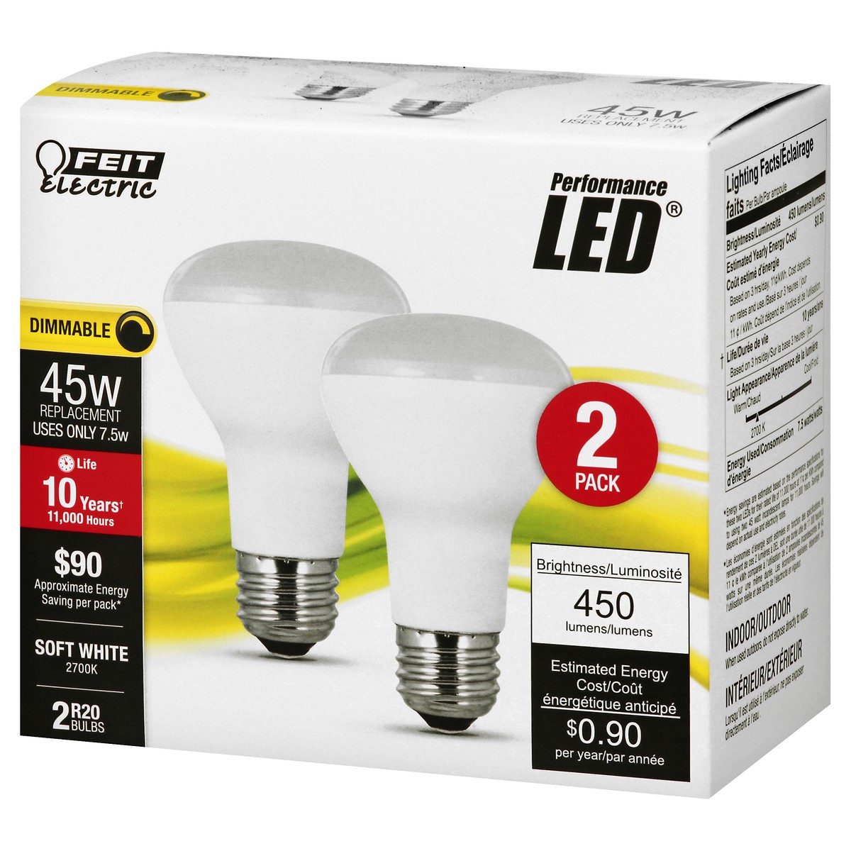 slide 10 of 11, Feit Electric Performance LED 2 Pack 7.5 Watts Soft White Light Bulbs 2 ea, 2 ct