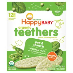 Happy Baby Organic Teethers, Baby Food Snack, Pea & Spinach – 12ct/0.14oz Each