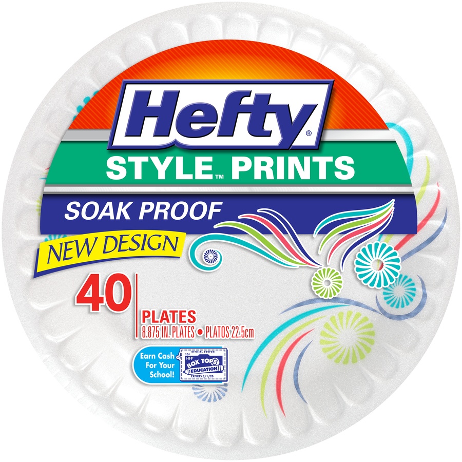 slide 1 of 1, Hefty Foam Plate Prnt, 40 ct
