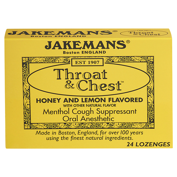slide 1 of 1, Jakeman's Lozenge Throat Chest Honey Lemon Menthol, 24 ct