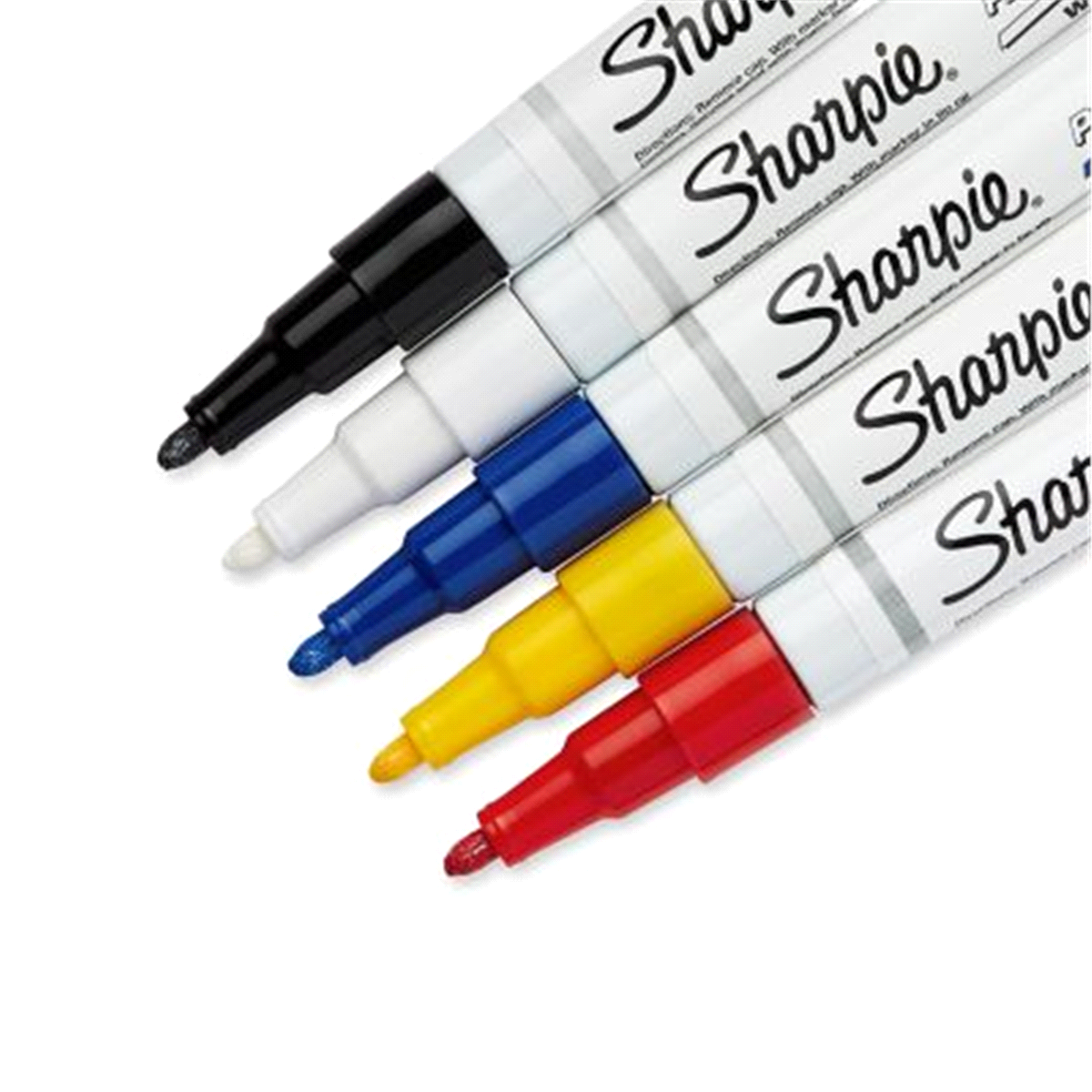 slide 3 of 5, Sharpie Oil-Based Paint Markers, Fine Point, Assorted Colors, 5 ct