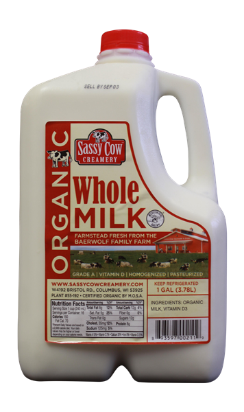 slide 1 of 1, Sassy Cow Creamery Organic Whole Milk , 1 gal