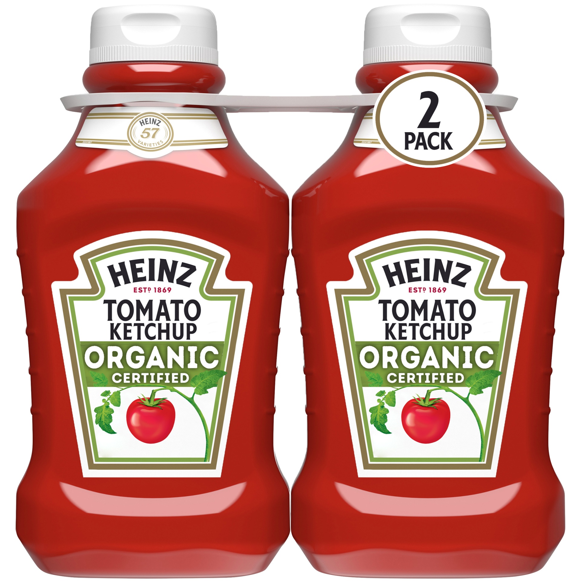 slide 1 of 5, Heinz Organic Tomato Ketchup, 2 ct Pack, 44 oz Bottles, 2 ct