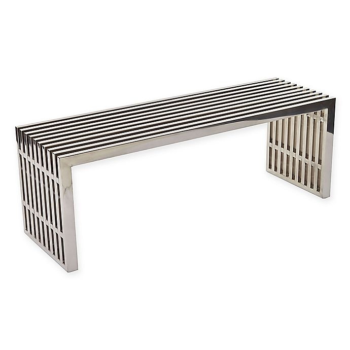 slide 1 of 5, Modway Gridiron Medium Steel Bench - Silver, 1 ct