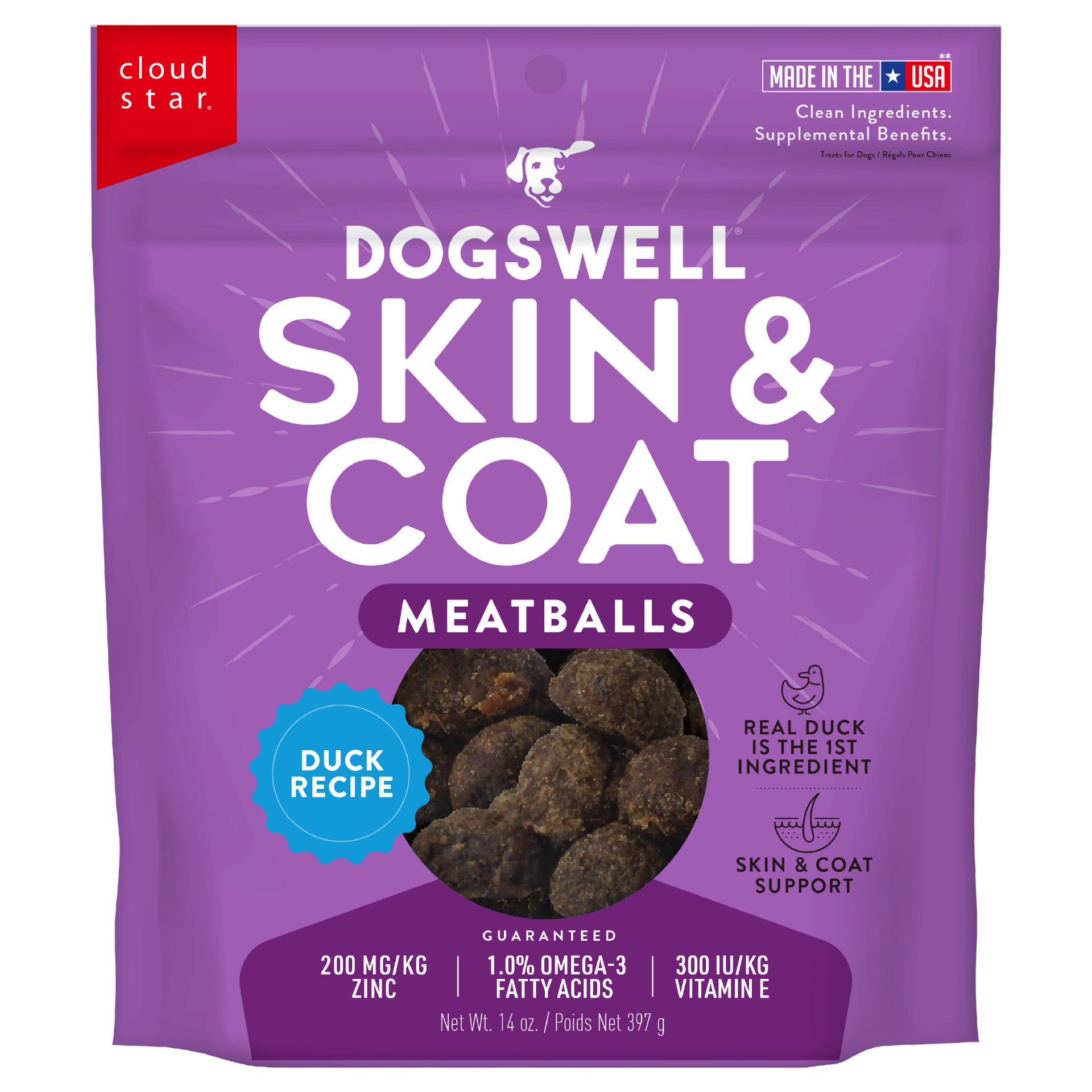 slide 1 of 8, Dogswell Skin & Coat Duck Recipe Meatballs, 14 oz., 14 oz