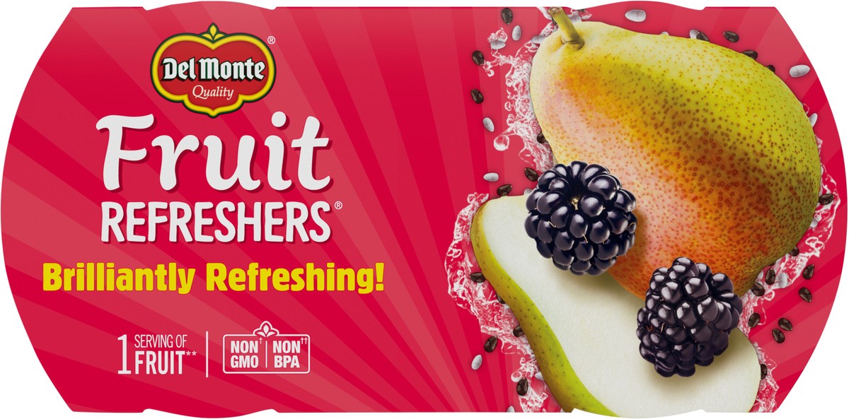 slide 7 of 7, DEL MONTE FRUIT REFRESHERS Pears & Chia in Blackberry Flavored Limeade Fruit Cup Snacks 2-7 oz. Cups, 2 ct