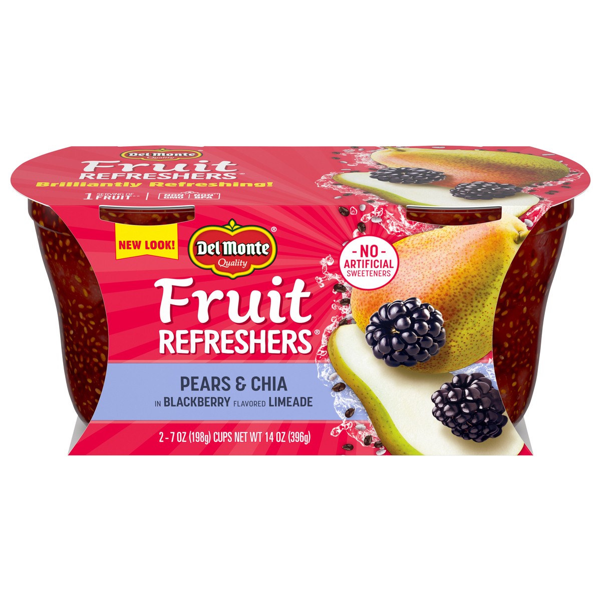 slide 1 of 7, Del Monte Fruit Refreshers Peaches and Chia Fruit Cup Snacks, 7 oz Cup (Pack of 2), 2 ct