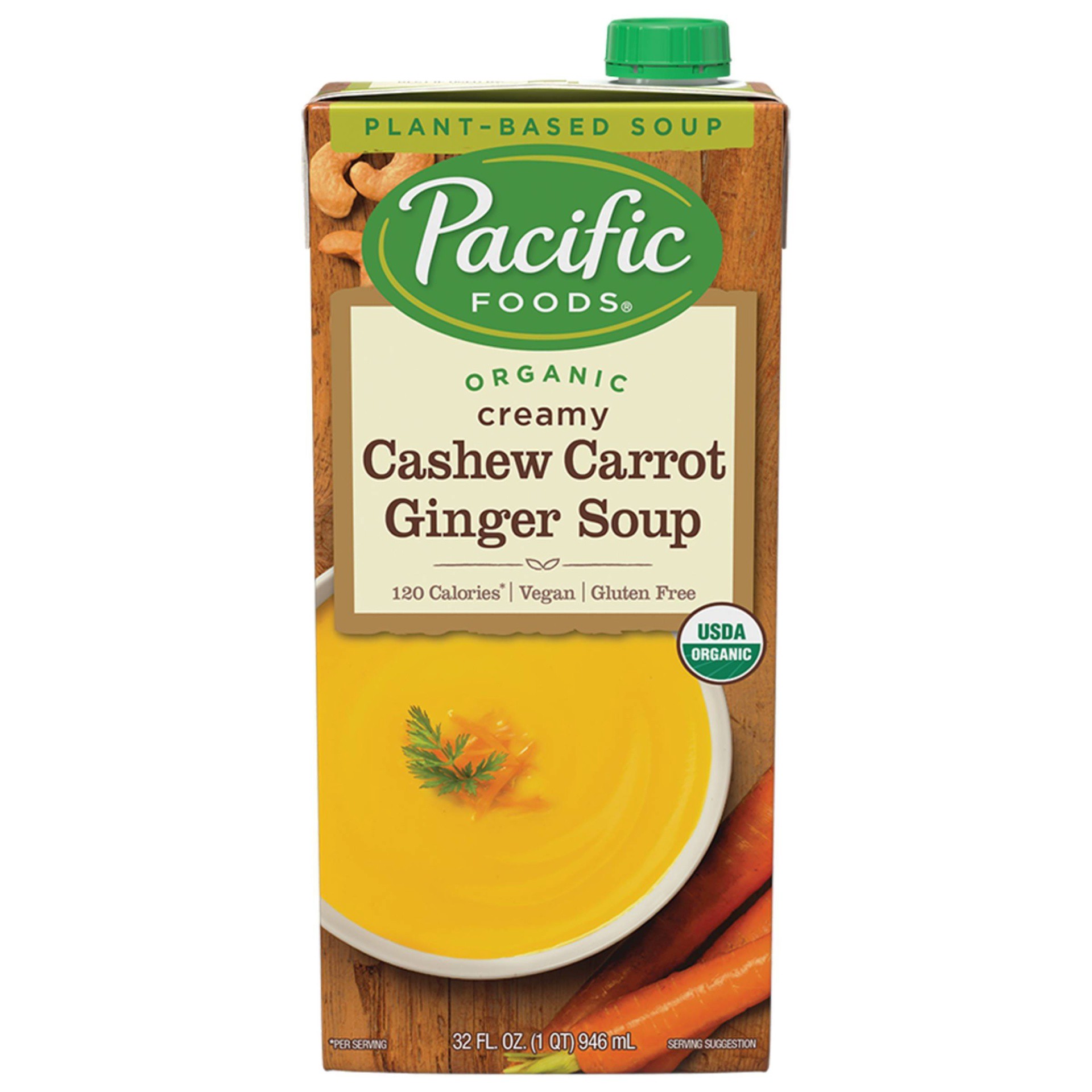 slide 1 of 5, Pacific Foods Organic Plant Based Gluten Free Vegan Creamy Cashew Carrot Ginger Soup - 32oz, 