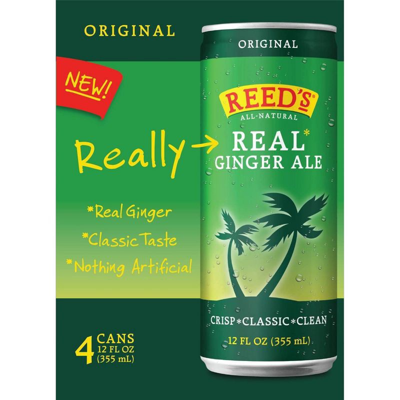 slide 1 of 3, Reed's Real Ginger Ale- 4 ct; 12 fl oz, 4 ct; 12 fl oz