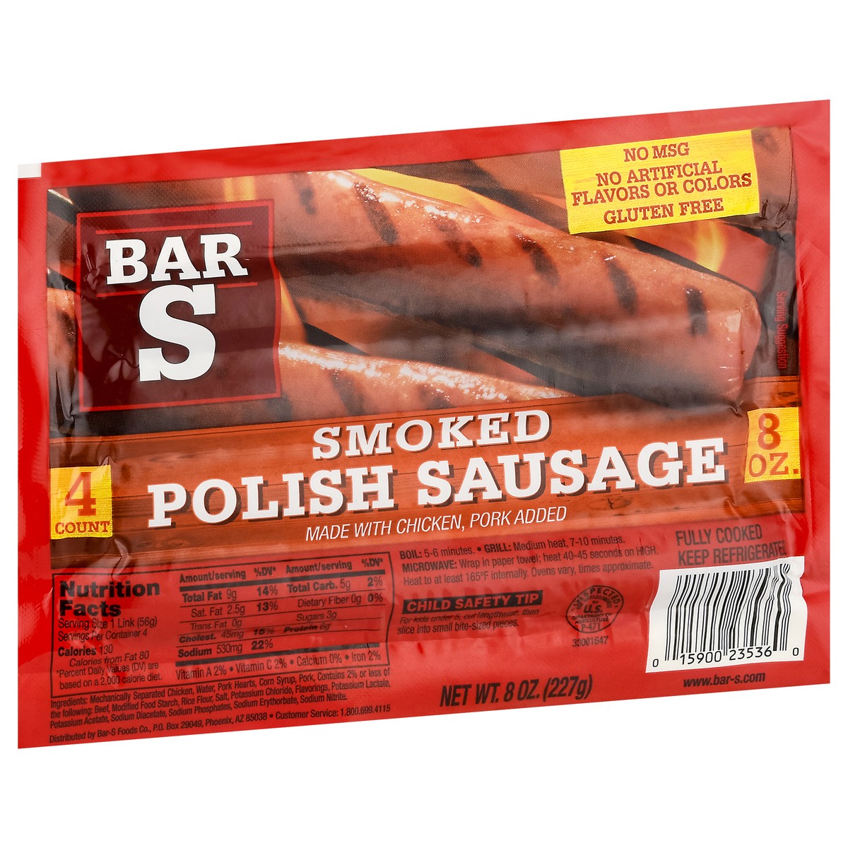 slide 8 of 14, Bar-S Smoked Polish Sausage 4 ea, 4 ct