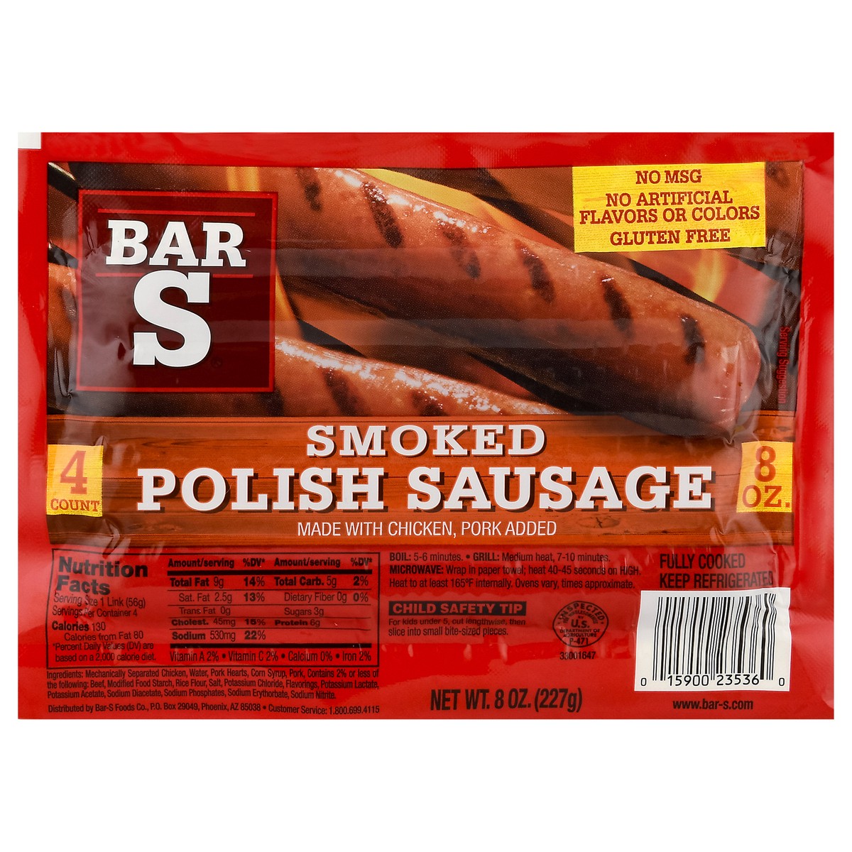 slide 1 of 14, Bar-S Smoked Polish Sausage 4 ea, 4 ct