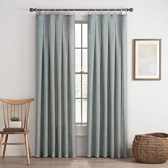 slide 1 of 3, Mercantile Cassora Skinny Tab Window Curtain Panel - Seaglass, 84 in