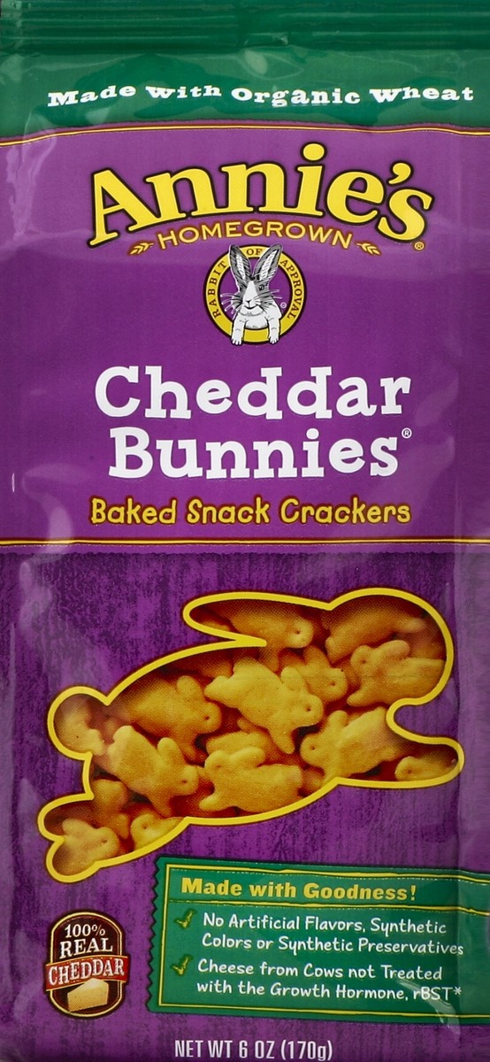 slide 4 of 4, Annie's Organic Homegrown Cheddar Bunnies Baked Snack Crackers, 6 oz