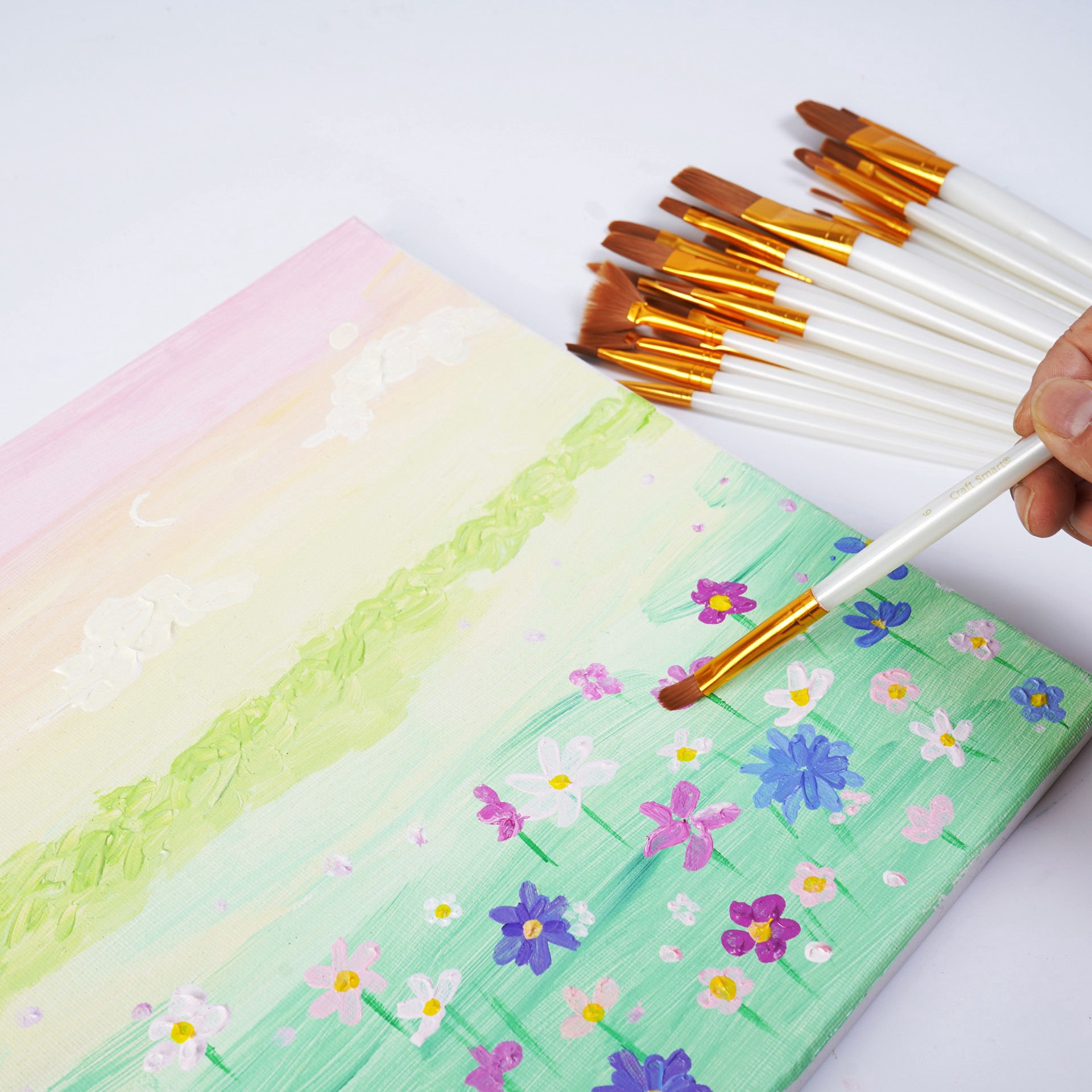 slide 4 of 4, Brown Taklon Brush Set By Craft Smart, 1/4 in