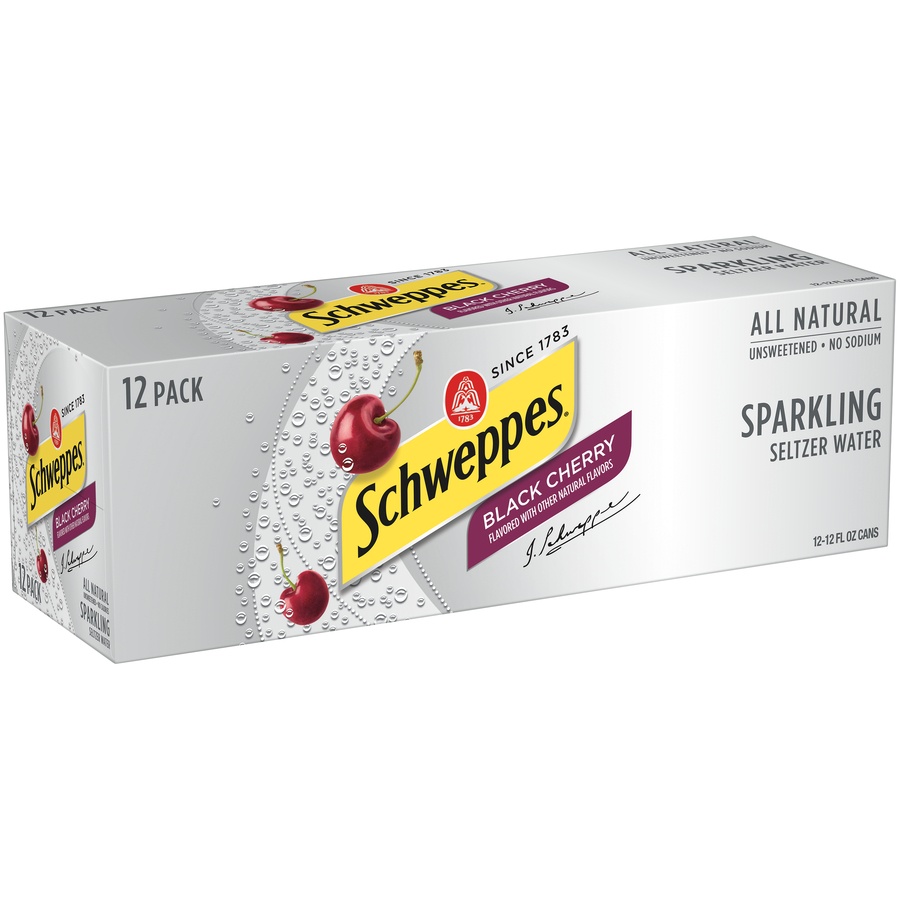 slide 2 of 4, Schweppes Black Cherry Sparkling Seltzer Water, 12 ct; 12 fl oz