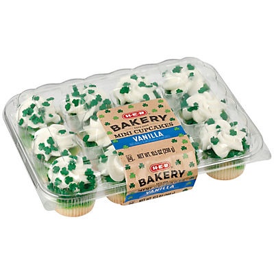 slide 1 of 1, H-E-B St.Patrick's Day Mini Two Tone Cupcakes, 12 ct