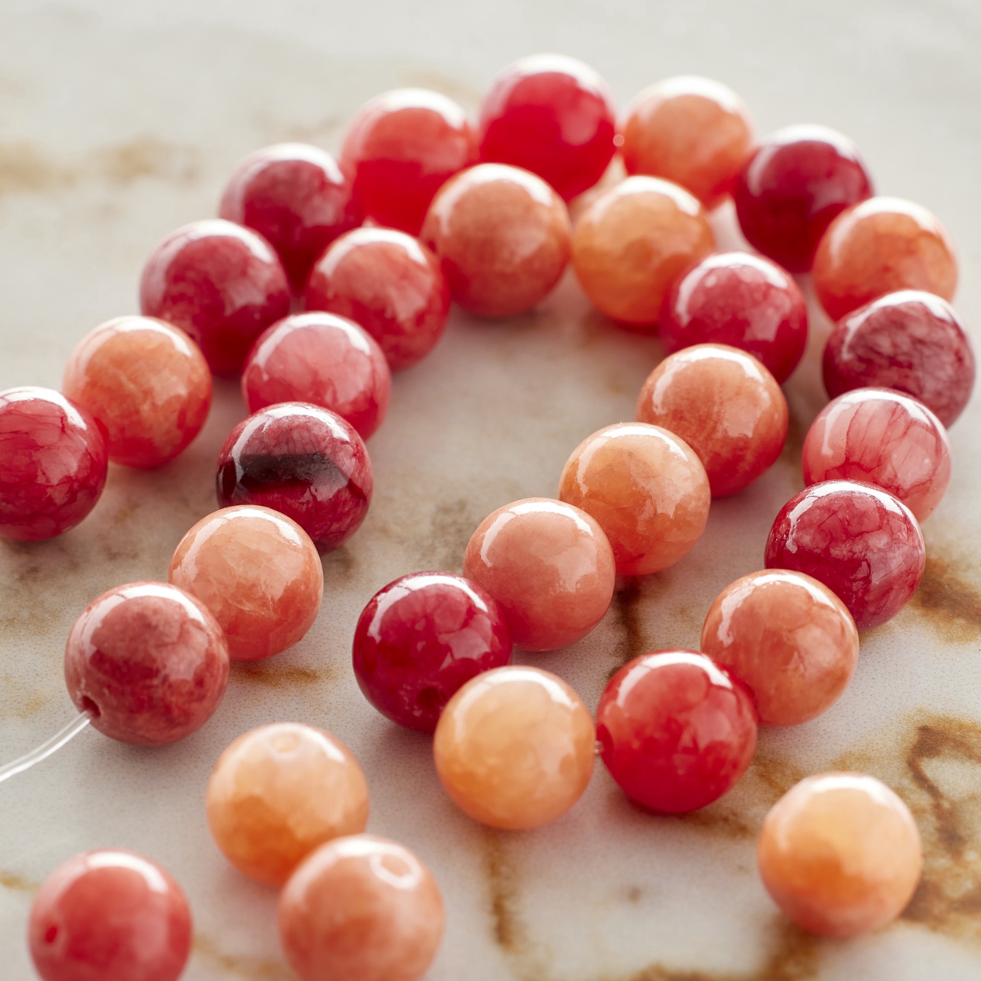 slide 3 of 3, Ruby Mix Quartzite Round Beads, 8mm By Bead Landing, 8mm