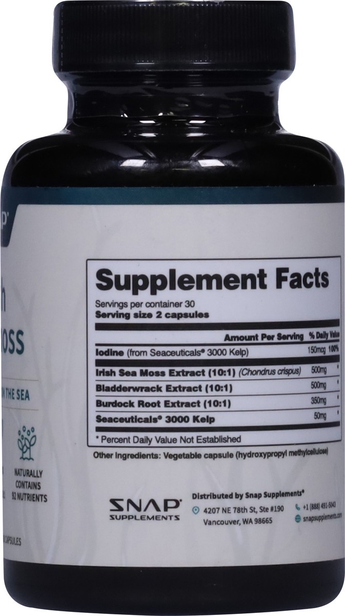 slide 13 of 13, Snap Irish Sea Moss 60 Capsules, 60 ct