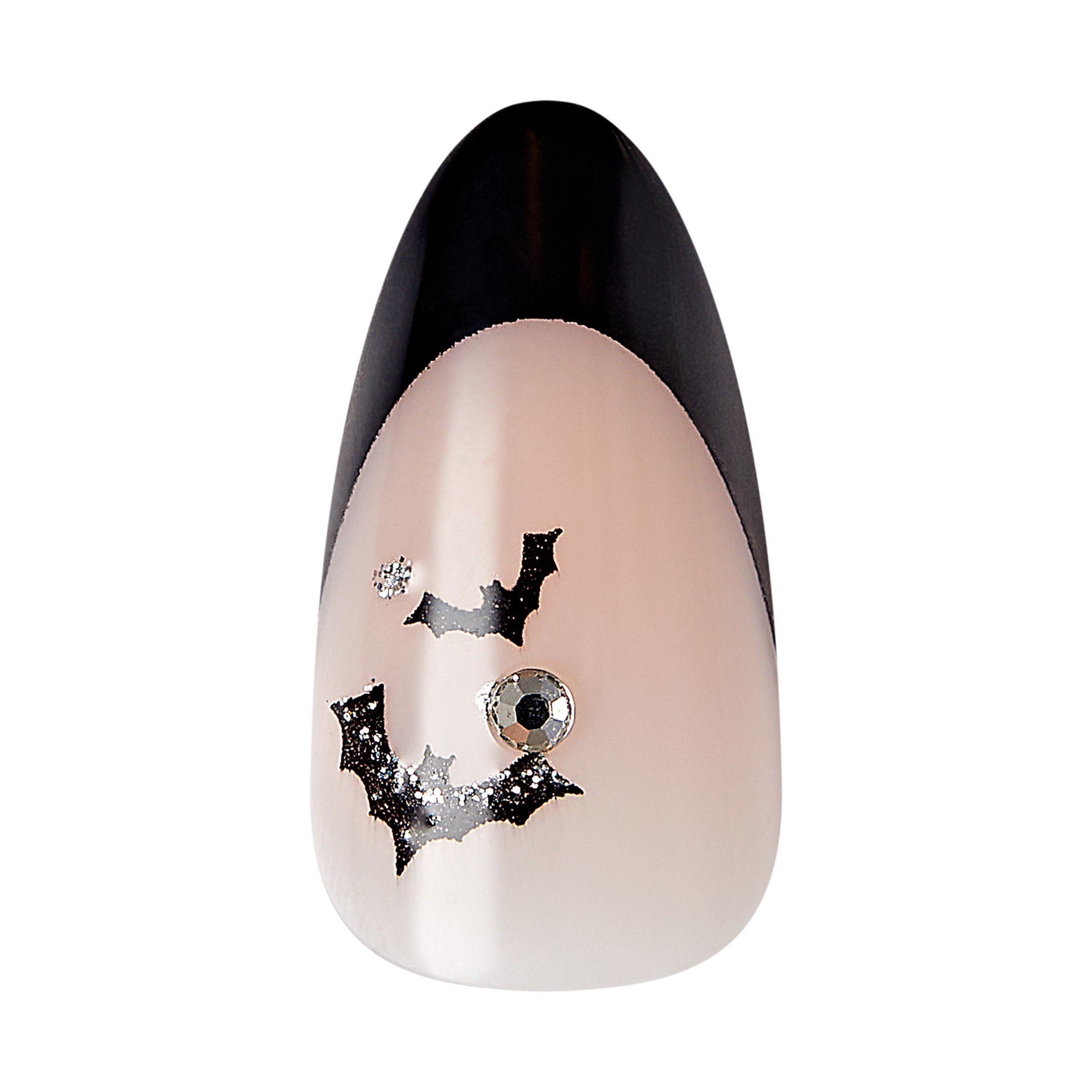 slide 3 of 5, KISS Voguish Fantasy Halloween Press-On Nails, Black & White, Medium, Almond Shape, 31 Ct., 1 ct