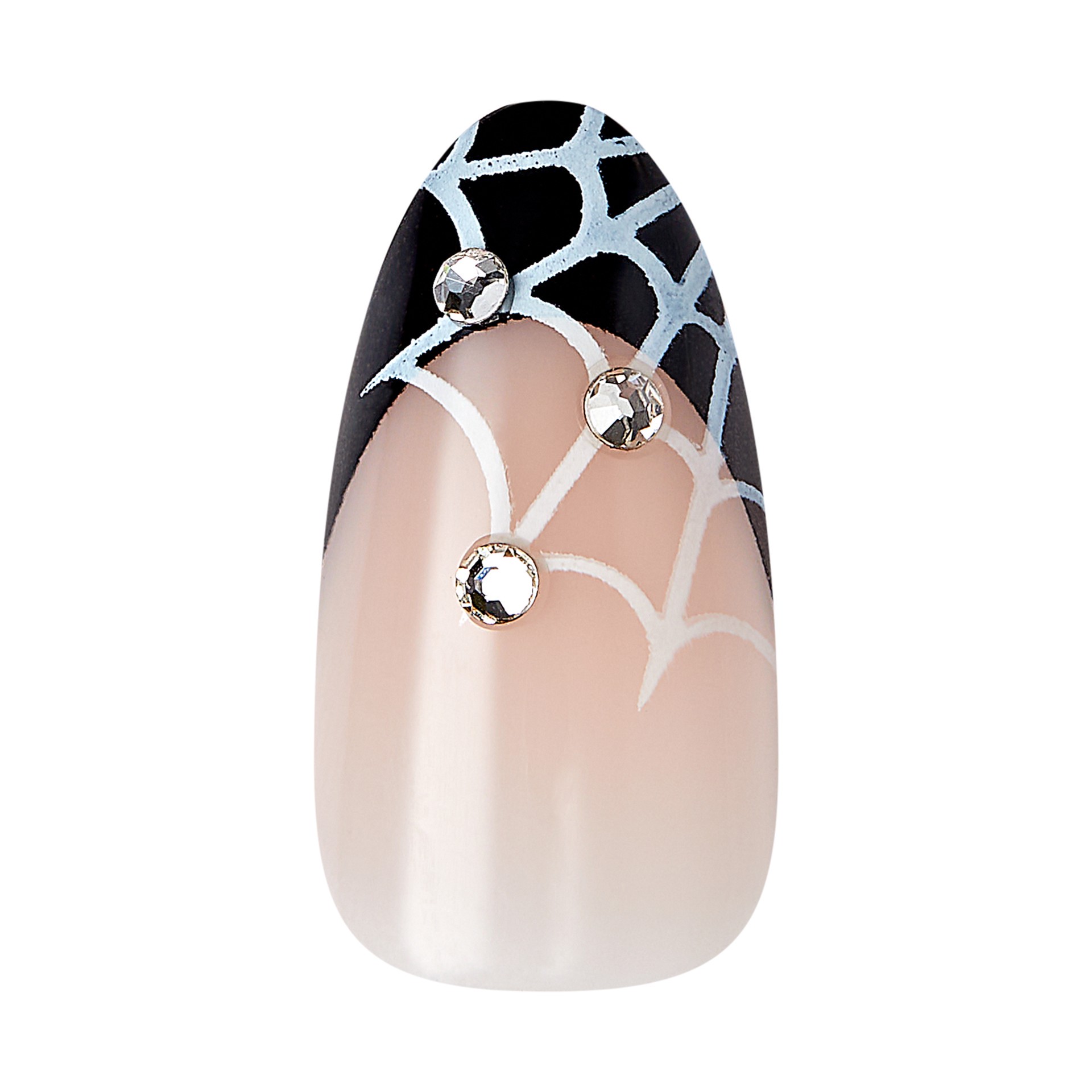 slide 5 of 5, KISS Voguish Fantasy Halloween Press-On Nails, Black & White, Medium, Almond Shape, 31 Ct., 1 ct
