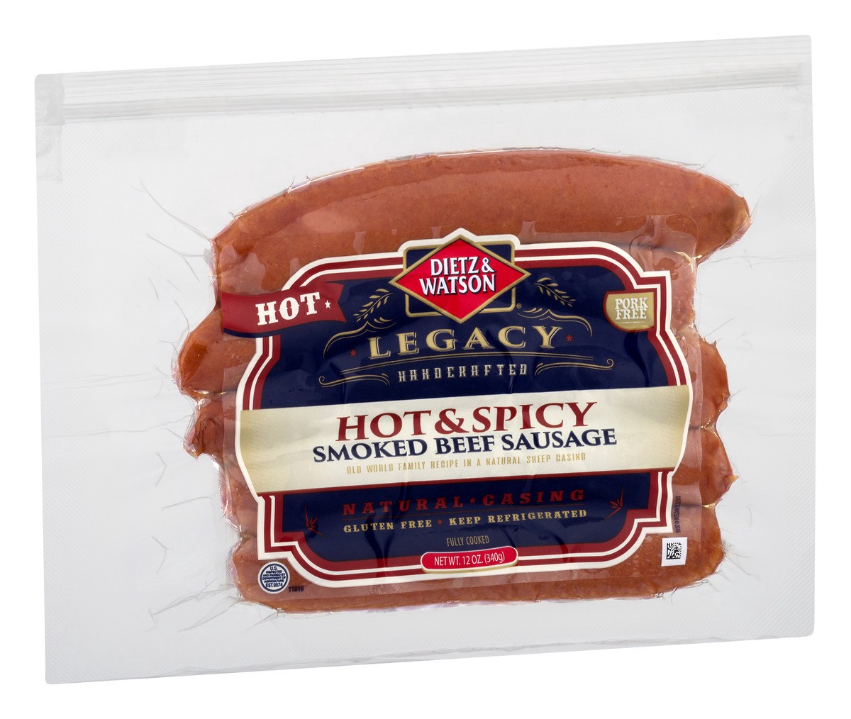 slide 6 of 11, Dietz & Watson Hot & Spicy Beef Smoked Sausage 12 oz, 