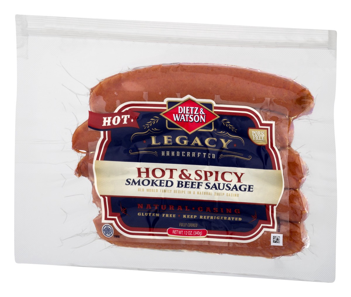 slide 3 of 11, Dietz & Watson Hot & Spicy Beef Smoked Sausage 12 oz, 