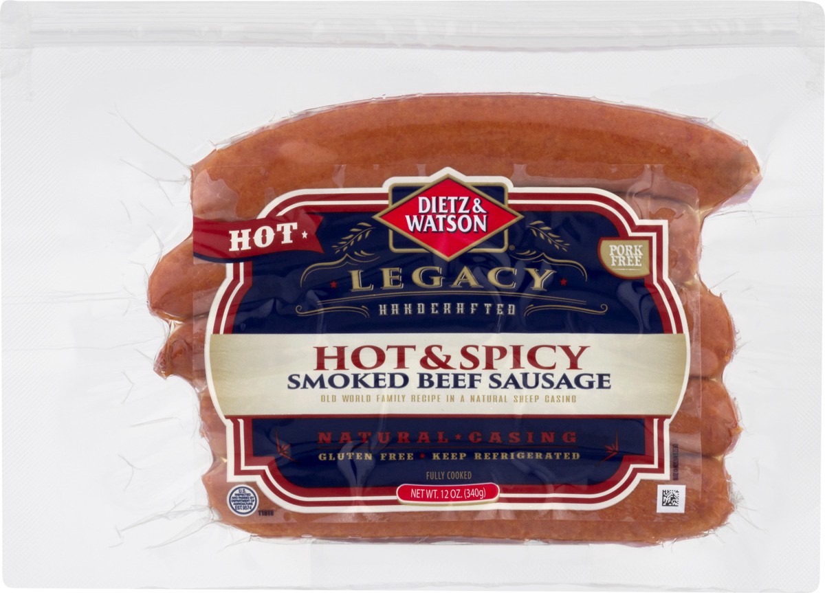 slide 8 of 11, Dietz & Watson Hot & Spicy Beef Smoked Sausage 12 oz, 