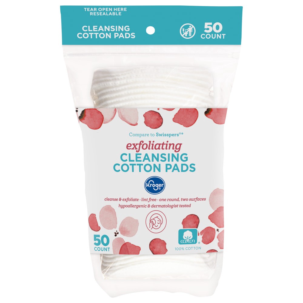 slide 1 of 2, Kroger Exfoliating Cotton Ovals, 50 ct