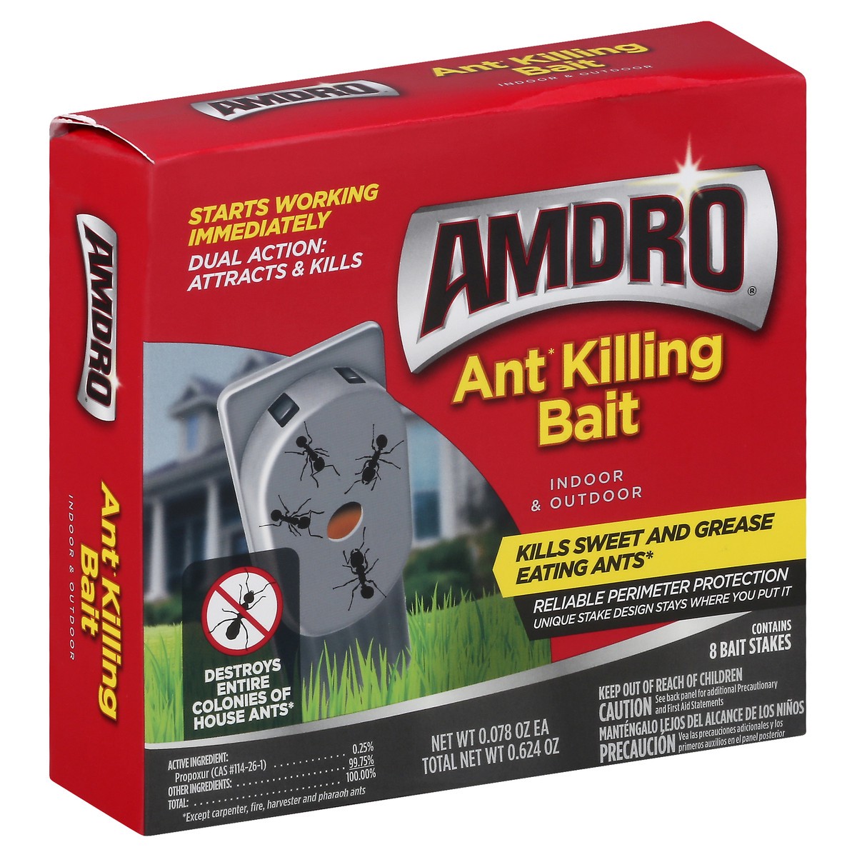 slide 4 of 9, AMDRO Ant Killing Bait Indoor & Outdoor Stakes 8 Pack, 1 ct