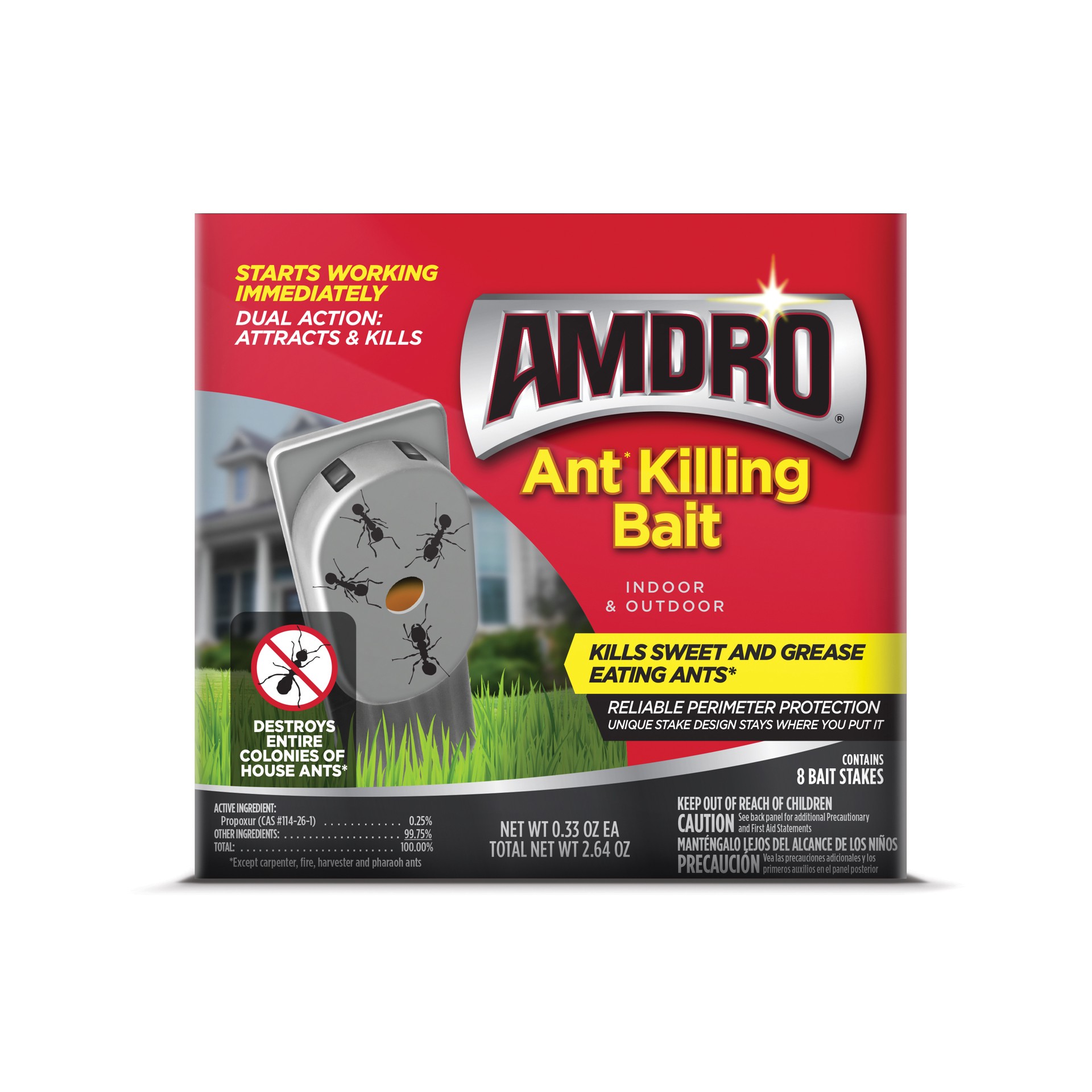 slide 1 of 9, AMDRO Ant Killing Bait Indoor & Outdoor Stakes 8 Pack, 1 ct