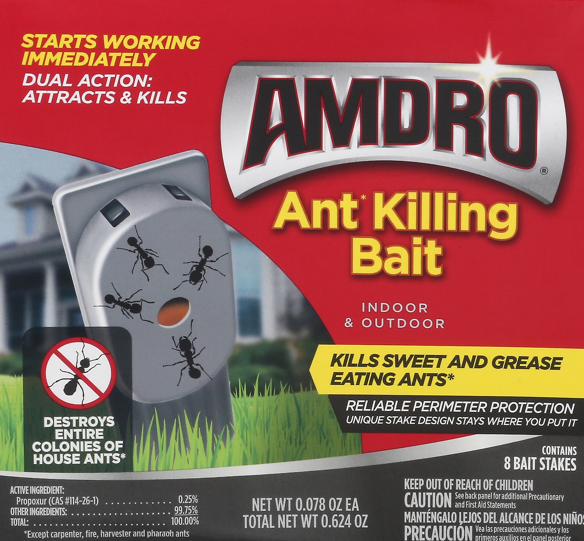 slide 2 of 9, AMDRO Ant Killing Bait Indoor & Outdoor Stakes 8 Pack, 1 ct