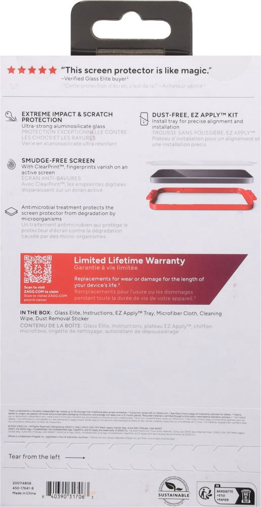 slide 2 of 2, ZAGG™ InvisibleShield® Glass Elite Tempered Glass Screen Protector, 1 ct