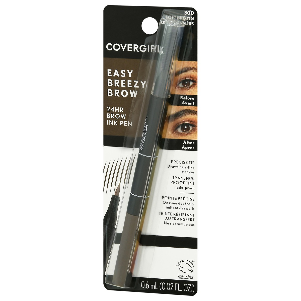 slide 6 of 11, Covergirl Soft Brown 300 Easy Breezy Brow 24Hr Brow Ink Pen 0.02 fl oz, 1 ct