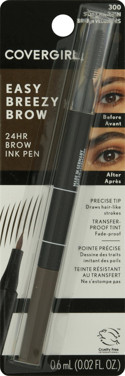 slide 1 of 11, Covergirl Soft Brown 300 Easy Breezy Brow 24Hr Brow Ink Pen 0.02 fl oz, 1 ct