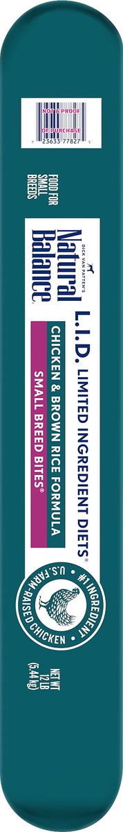 slide 4 of 8, Natural Balance L.I.D. Limited Ingredient Diets Chicken & Brown Rice Formula Small Breed Bites Dry Dog Food, 12 Pounds, 1 ct