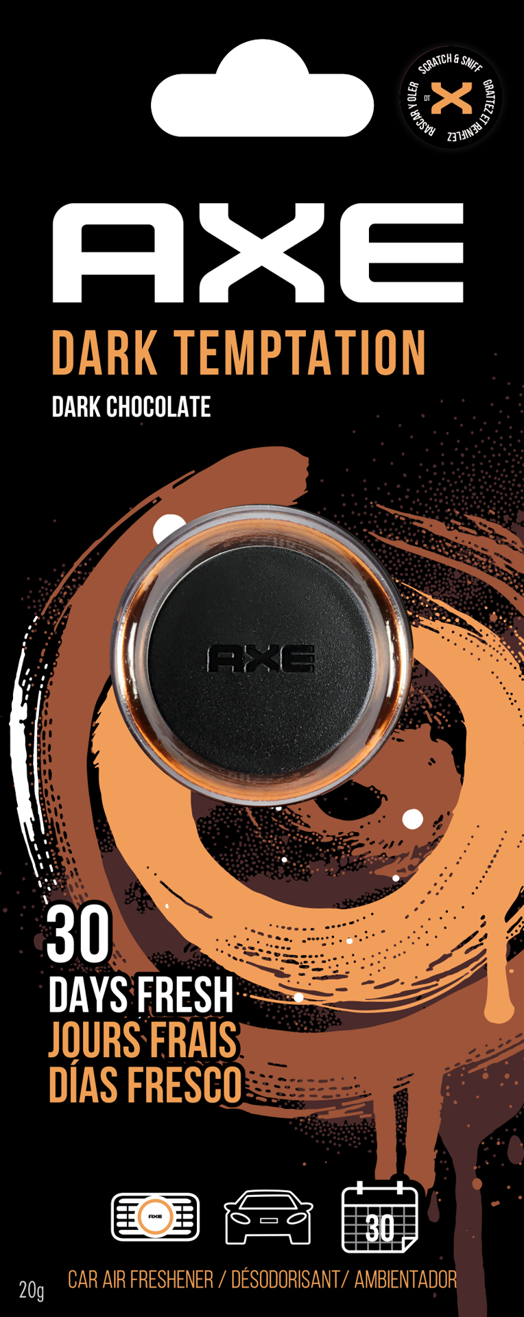 slide 1 of 3, Axe Mini Vent Clip Car Air Freshener (Dark Temptation Scent, 1 Pack), 0.70 fl oz