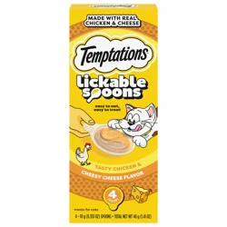 Temptations Lickable Spoons Lickable Spoons Tasty Chicken & Cheesy Cheese Flavor Treats for Cats Packed 4 - 0.353 oz Spoons