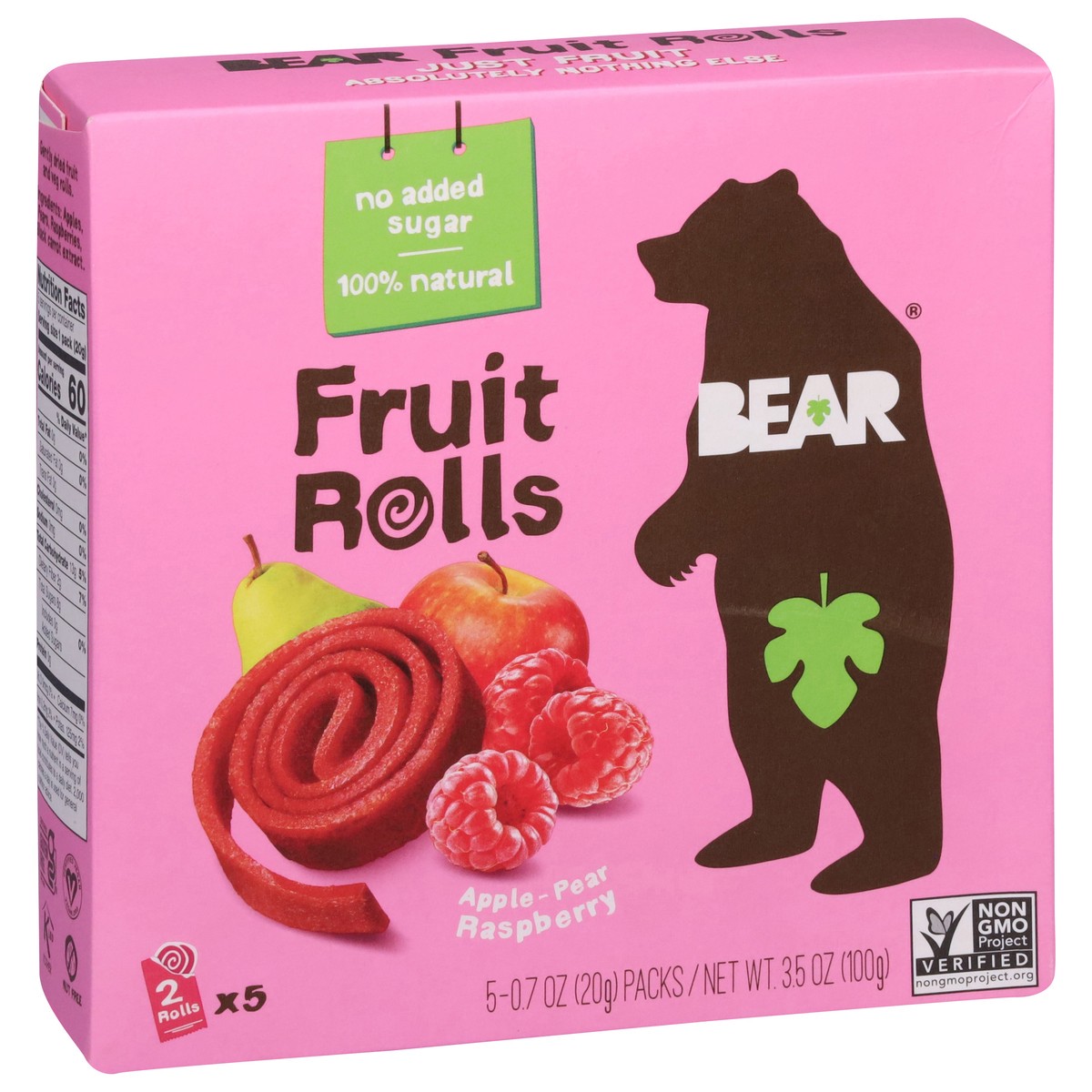 slide 2 of 9, BEAR Apple-Pear Raspberry Fruit Rolls 5 - 0.7 oz Packs, 5 ct